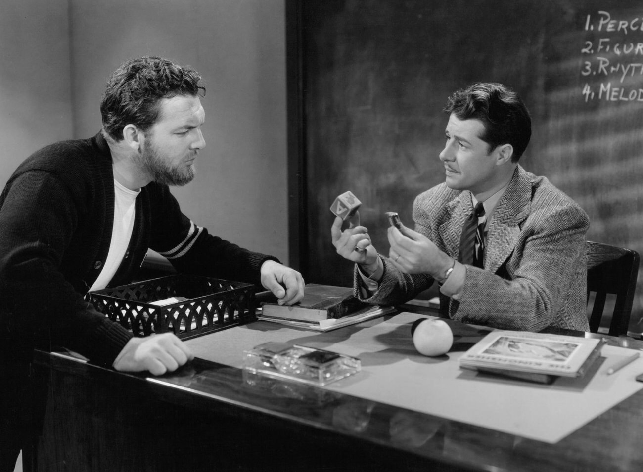 Don Ameche In 'The Feminine Touch', Attempting To Tutor A Student, 1941.