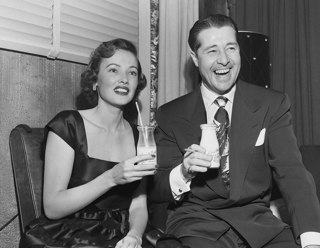 Don Ameche With Gene Tierney Rehearsing For Their Appearance On The Cbs Program &Amp;Quot;Lux Radio Theater&Amp;Quot;, March 21, 1949, Los Angeles.