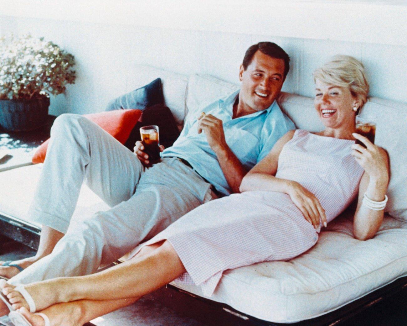 Rock Hudson And Doris Day In A Relaxed Pose, Circa 1960.