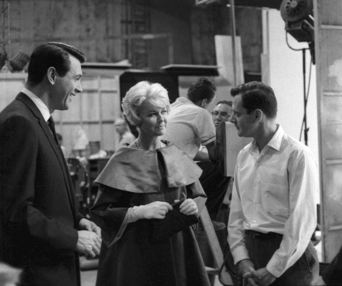Doris Day, Rock Hudson, And Tony Randall On The Set Of 'Pillow Talk', 1959.