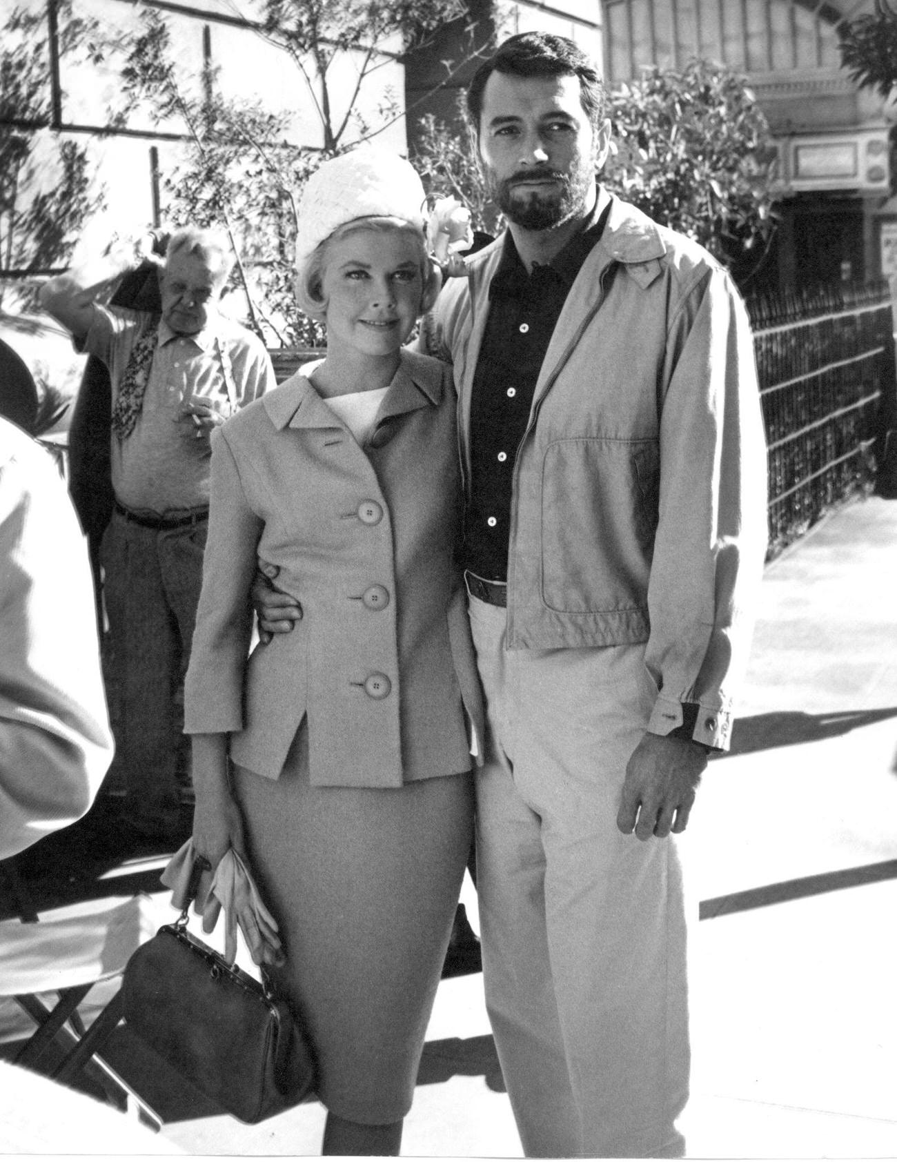 Rock Hudson And Doris Day Outside 'Lover Come Back' Studio, 1960.