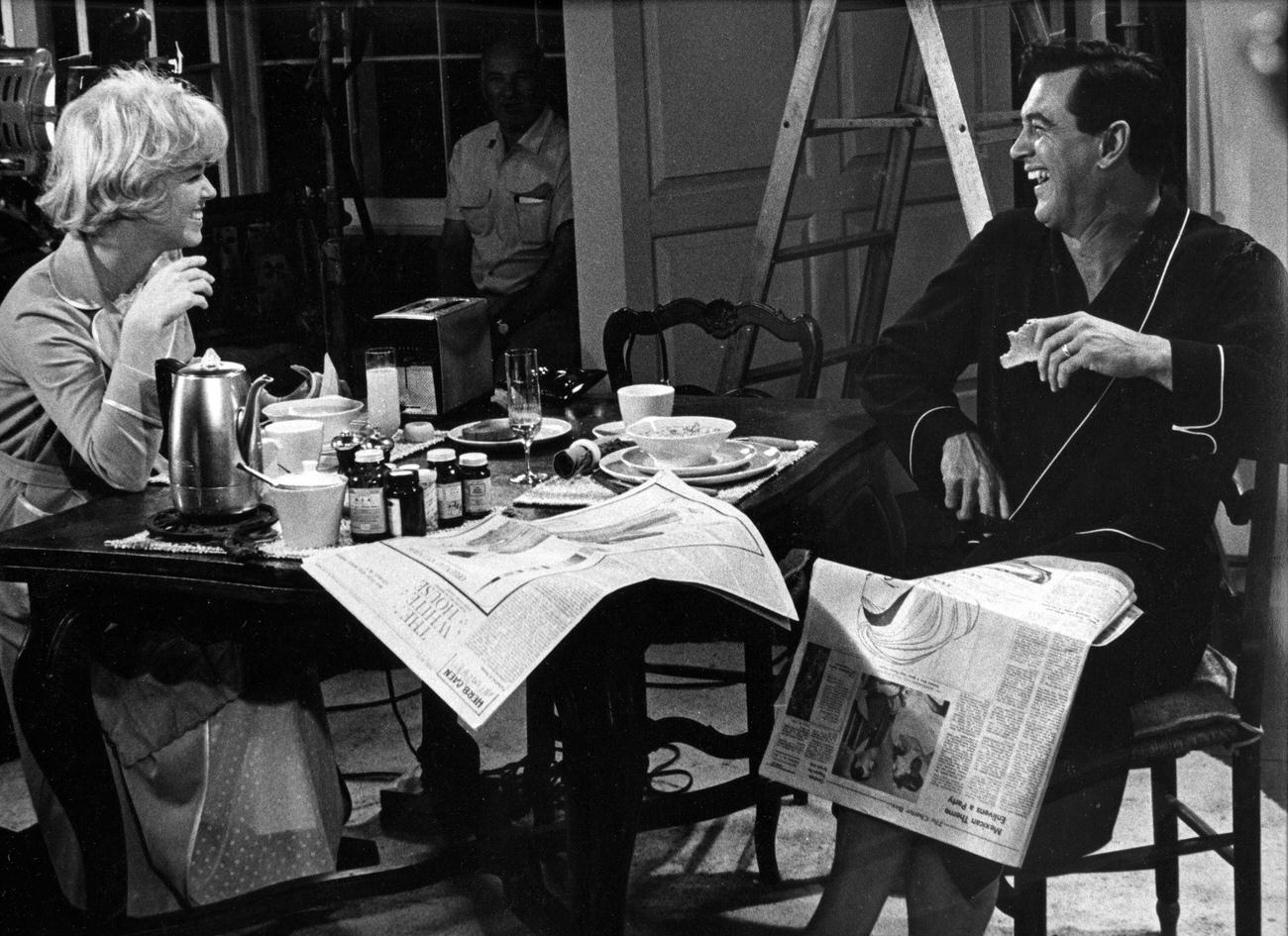 Doris Day And Rock Hudson Laughing In 'Lover Come Back', 1960.