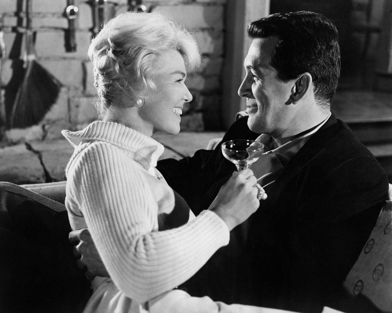 Doris Day And Rock Hudson In 'Pillow Talk', 1959.