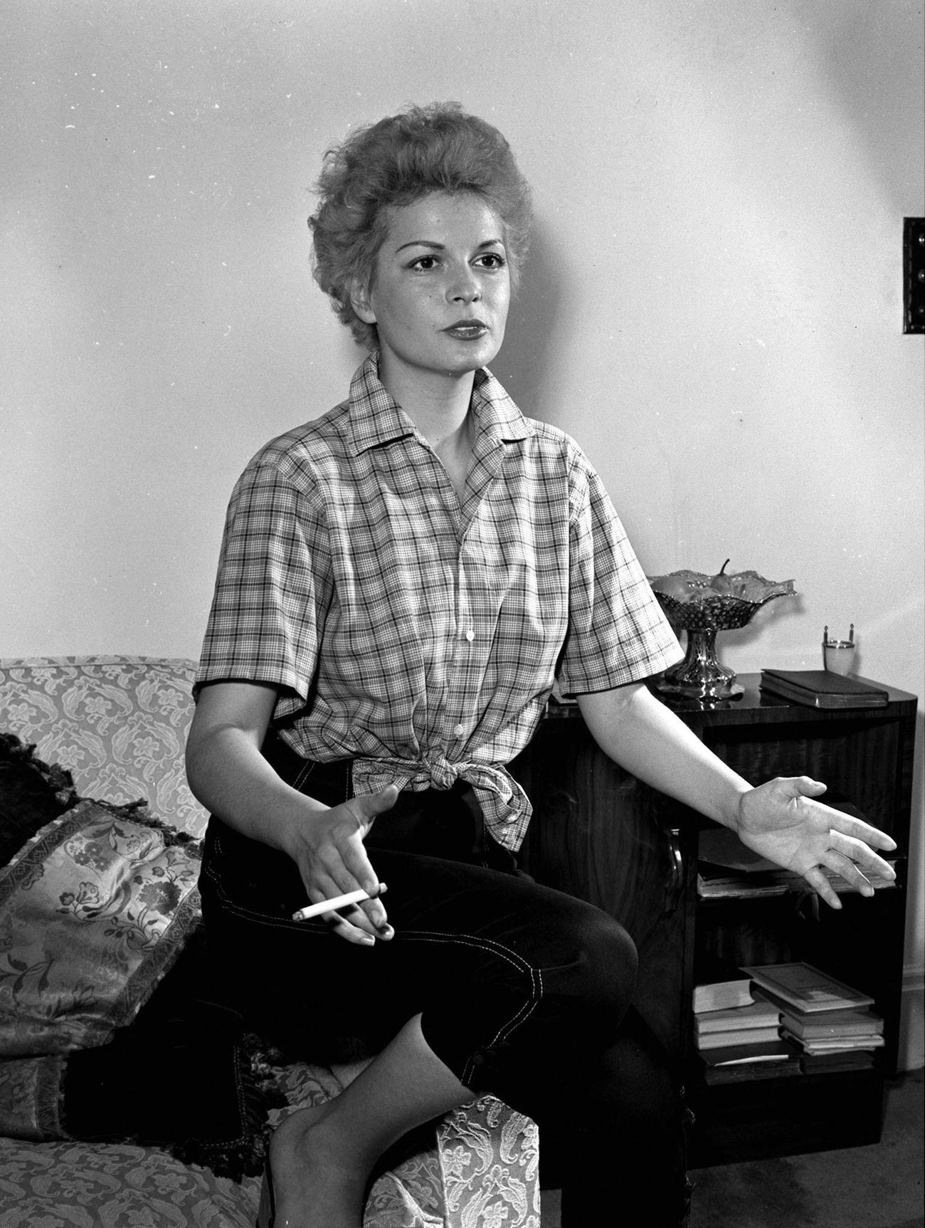 Eva Bartok Smoking A Cigarette, 1954.