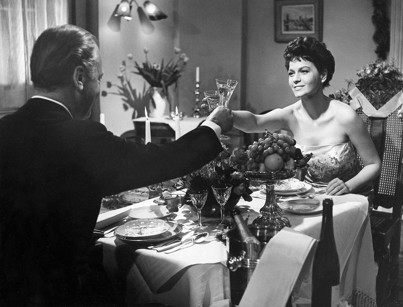 Curd Jürgens And Eva Bartok In 'Ohne Dich Wird Es Nacht', 1956.