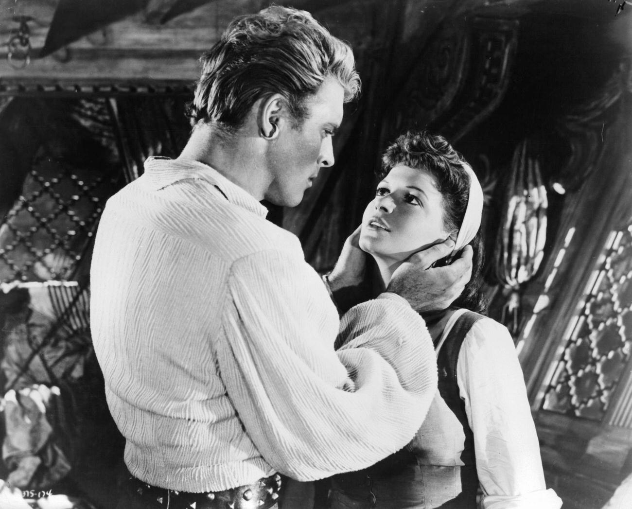 Burt Lancaster And Eva Bartok In 'The Crimson Pirate', 1952.