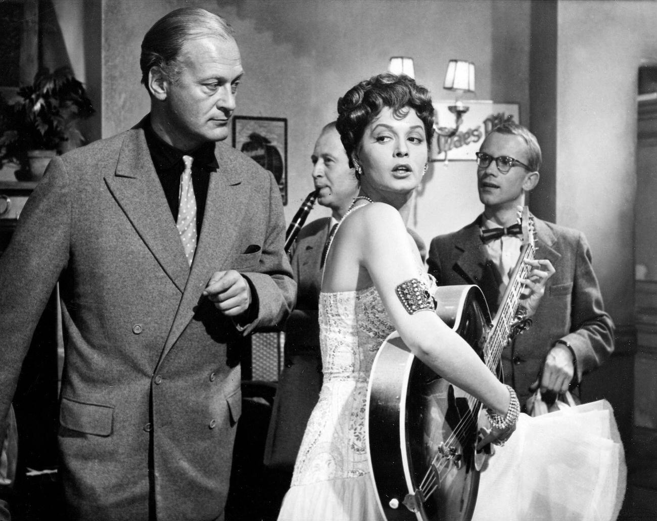 Curd Jürgens And Eva Bartok In The Film &Amp;Quot;Ohne Dich Wird Es Nacht,&Amp;Quot; Directed By Curd Jürgens, Germany, 1956.