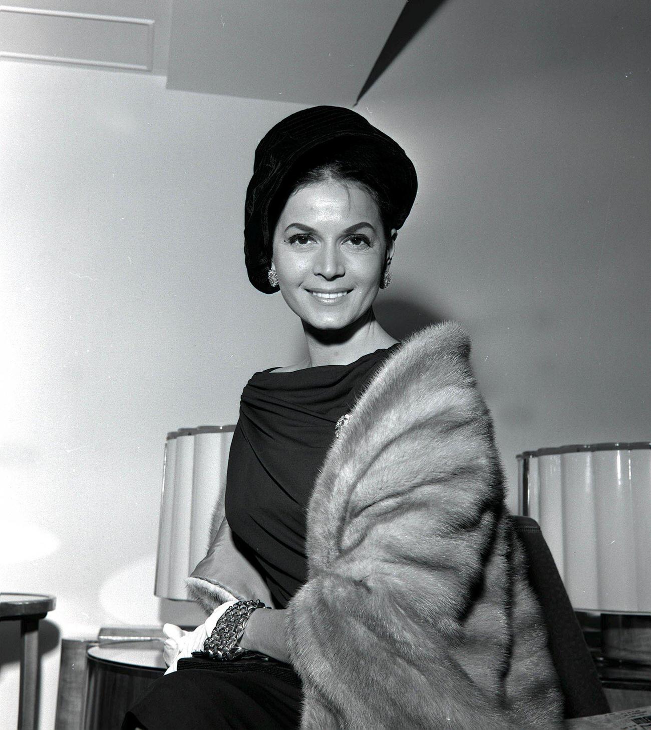Eva Bartok Wearing A Fur Coat At A Reception At The Savoy Hotel, 1959.