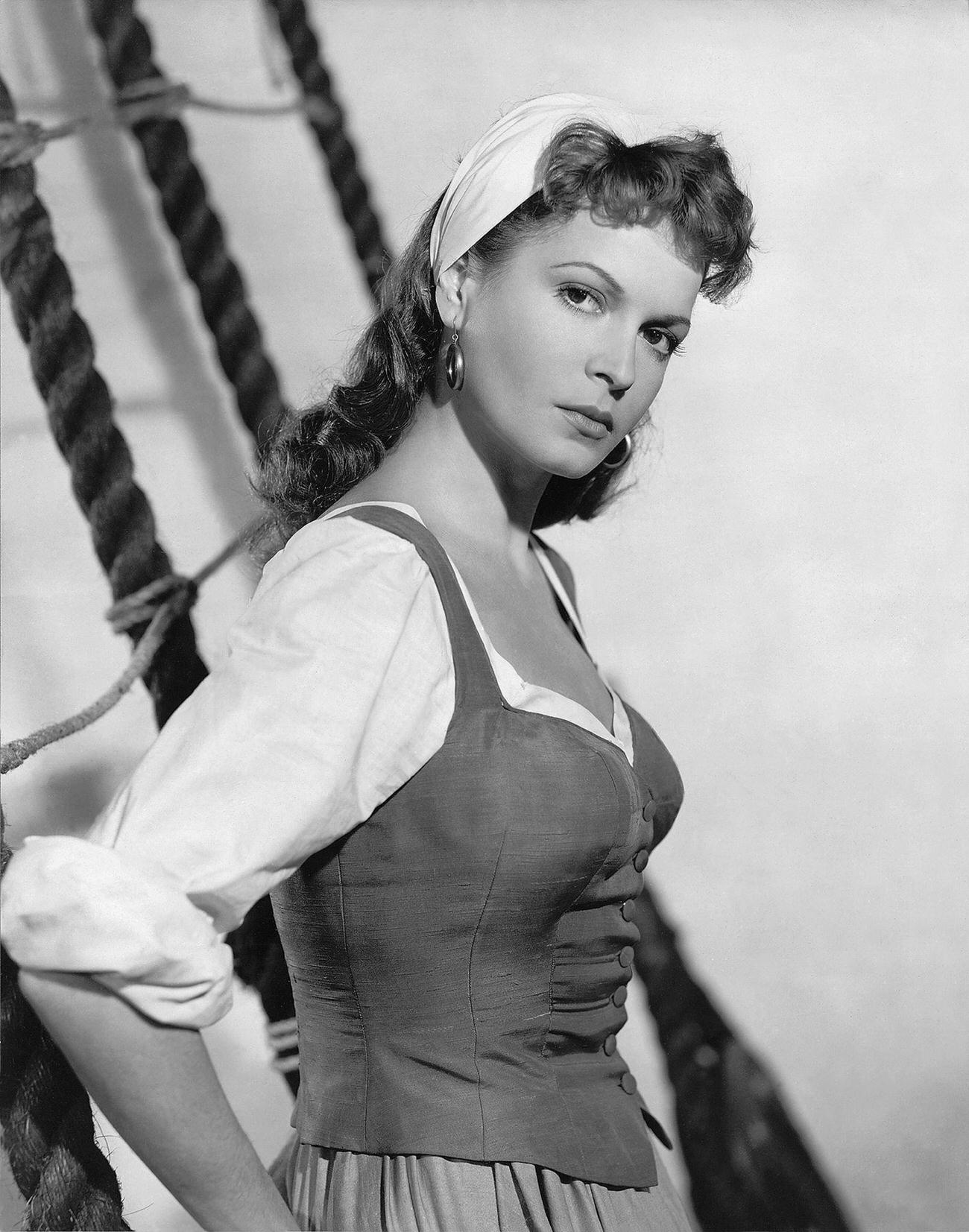 Eva Bartok In A Scene From 'The Crimson Pirate'.