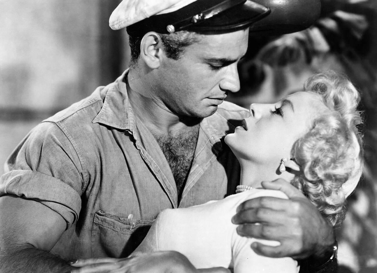 Jeff Chandler And Evelyn Keyes On-Set Of 'Smuggler'S Island', 1951.