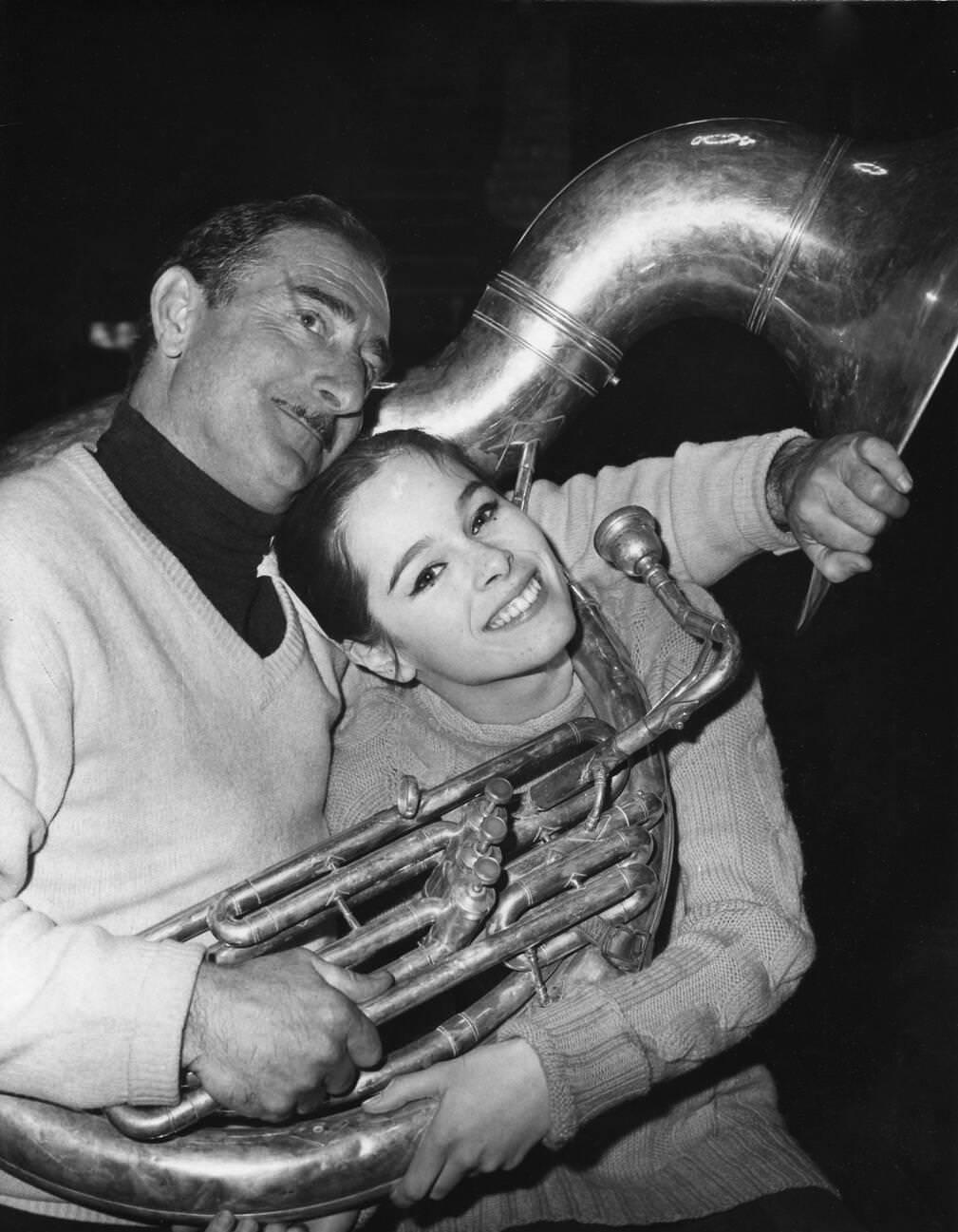 Geraldine Chaplin Recording A Radio Show With Clown Achille Zavatta, March 17, 1964.