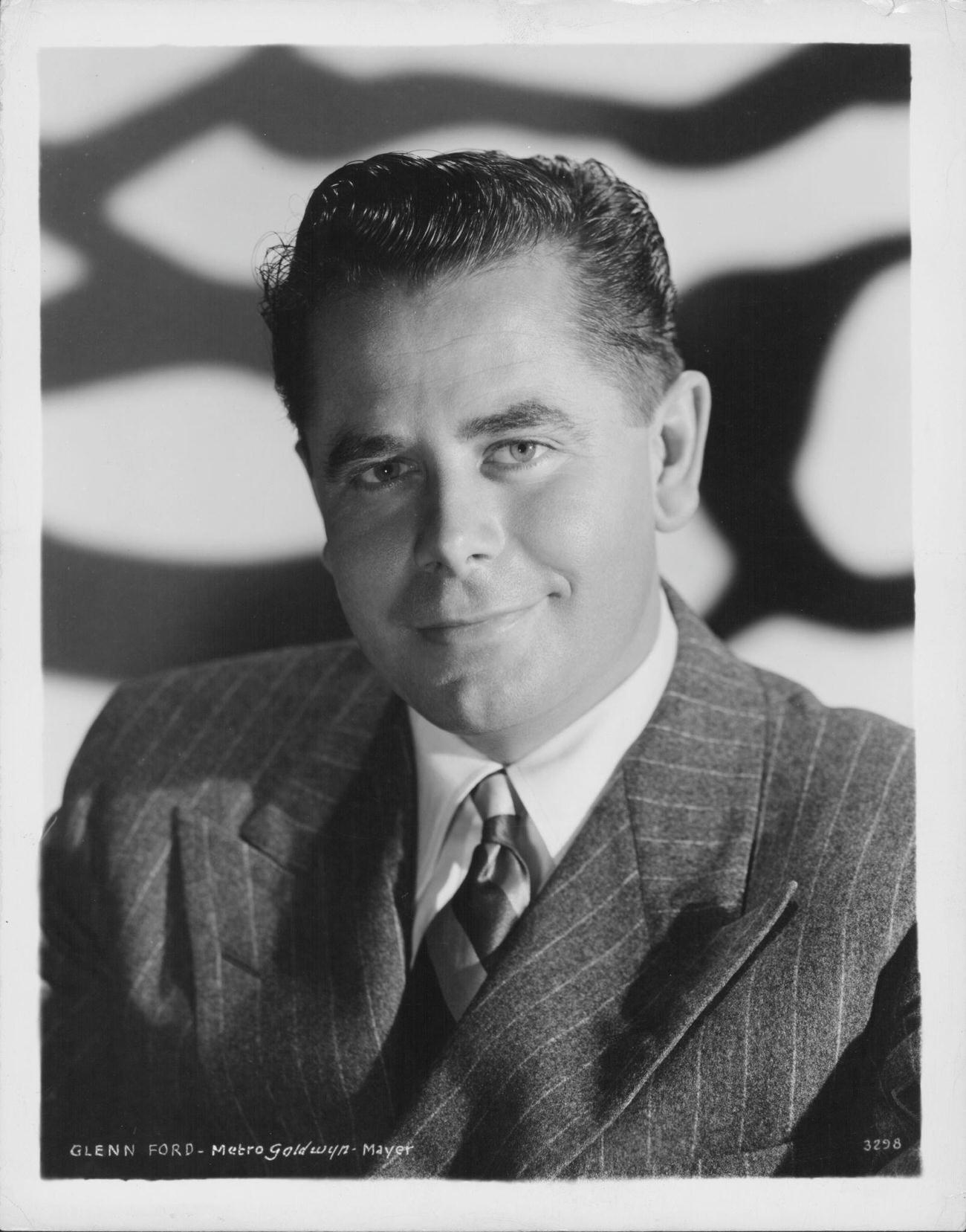 Glenn Ford In A Pinstripe Suit, Circa 1945.
