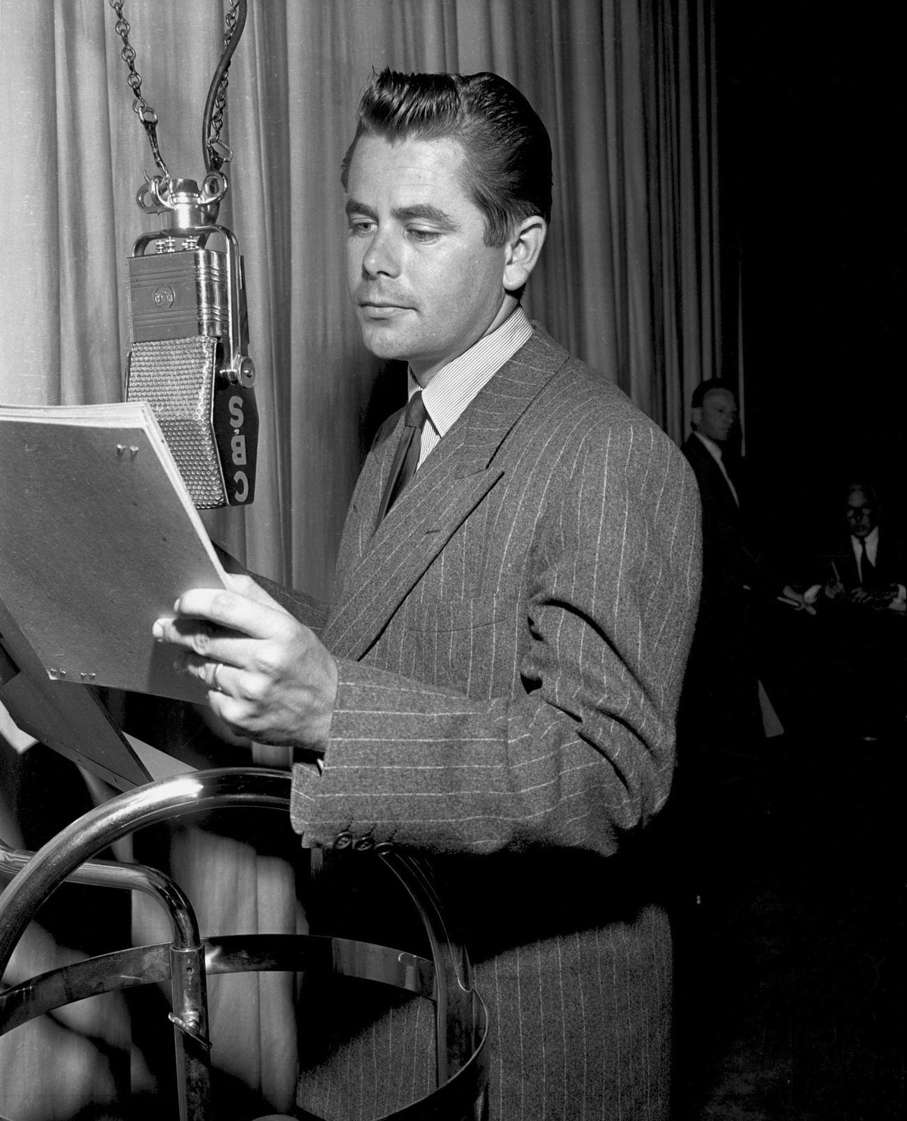 Glenn Ford At The Cbs Lux Radio Theater Production 'A Stolen Life', August 25, 1947.
