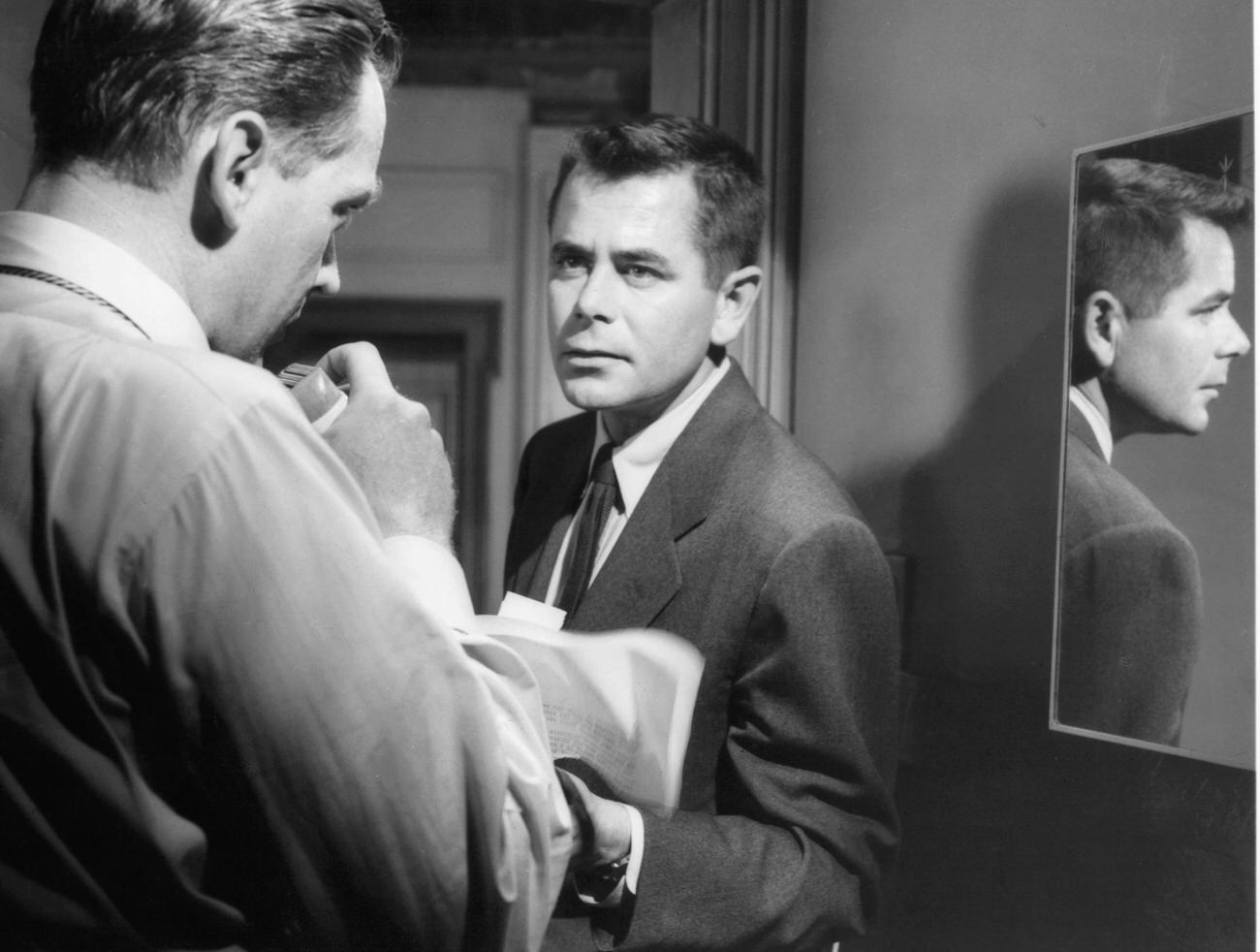 Arthur Kennedy Watches Glenn Ford In A Scene From 'Trial', 1955.