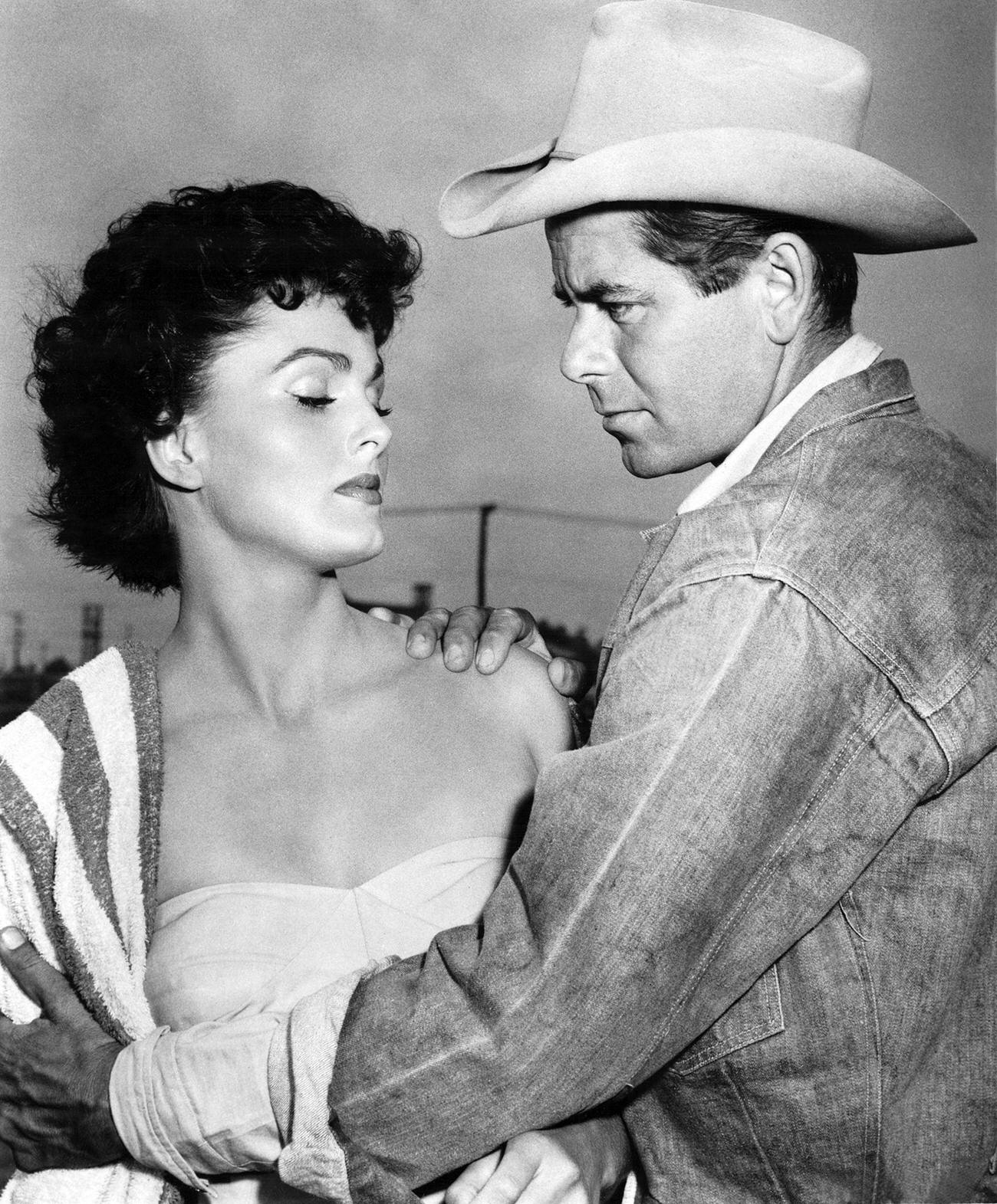 Ursula Thiess And Glenn Ford In A Scene From &Amp;Quot;The Americano&Amp;Quot;.