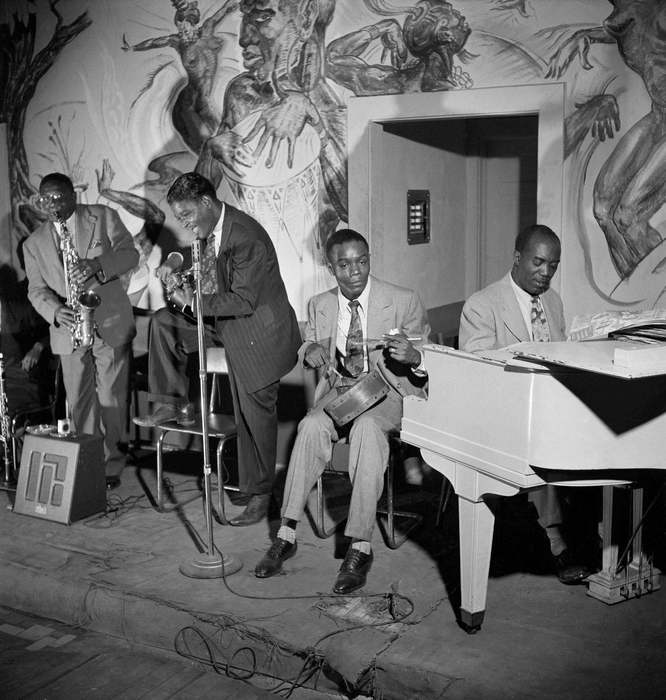 Group Of Men, Including Gus Greenlee And Tom West, At The Crawford Grill No 1 Jazz Club, Pittsburgh, Pennsylvania,