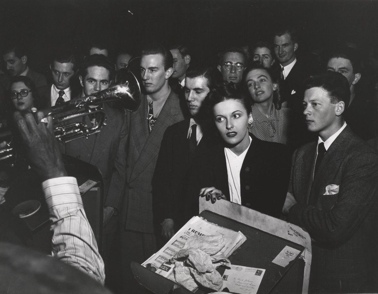 Bunk Johnson Holding Trumpet At Stuyvesant Casino, New York, Ca.1945.