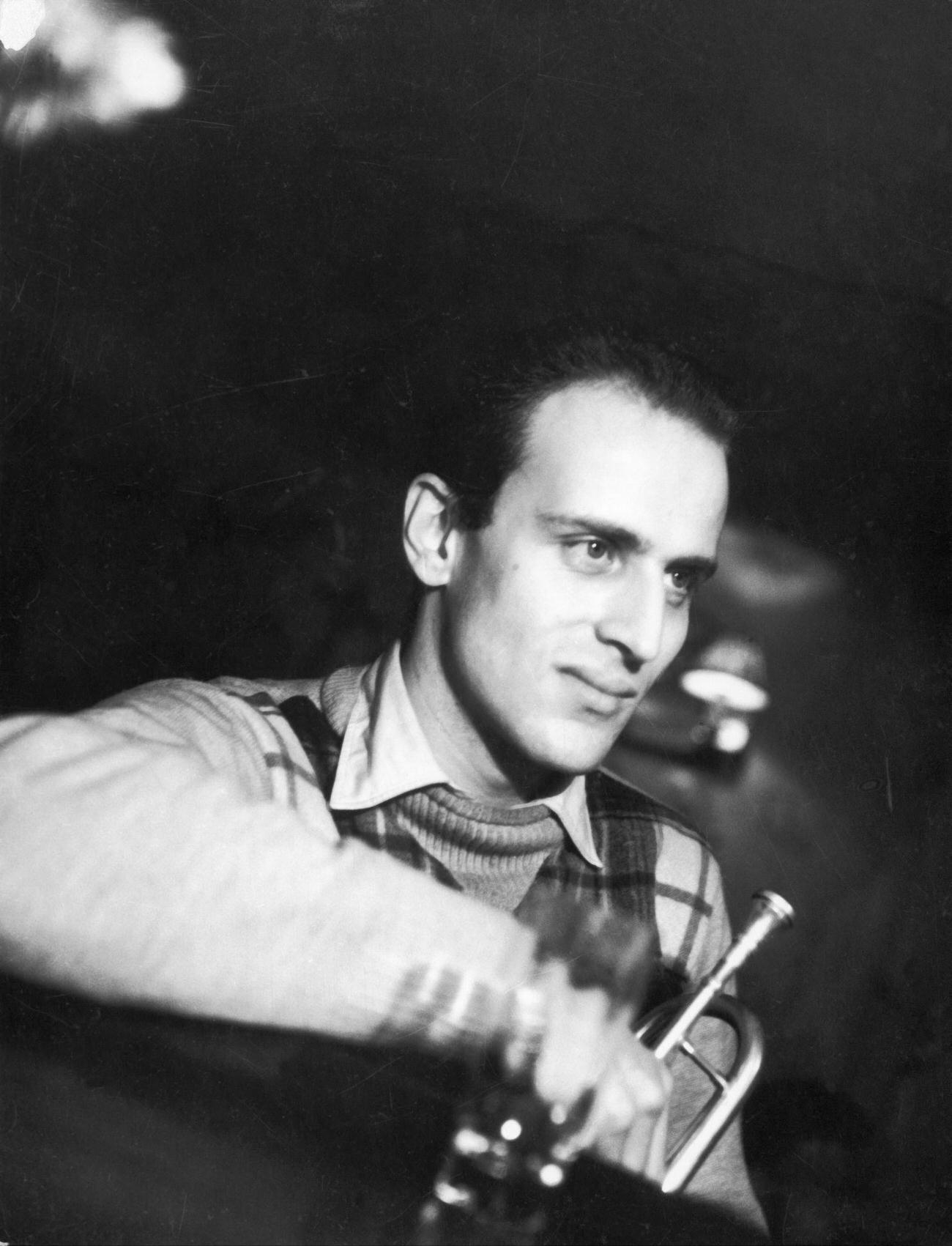Jazz Musicians Boris Vian With The Abadie Orchestra, Hot Club Saint Germain Des Pres, Paris, France, Circa 1945.