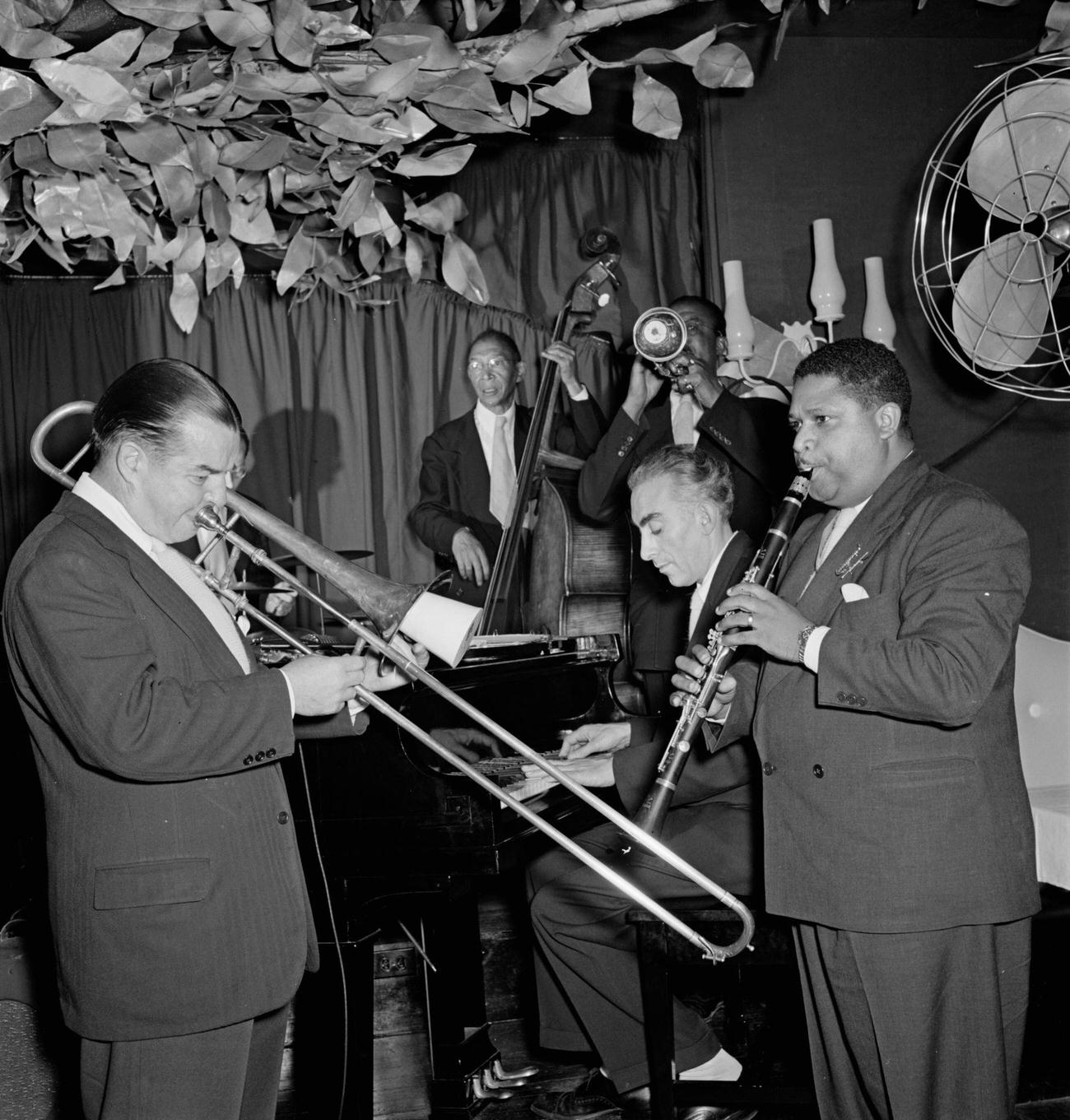 Art Hodes, Pops Foster, Cecil (Xavier) Scott, And George Luggi At Ole South, New York, N.y., Circa October 1946.