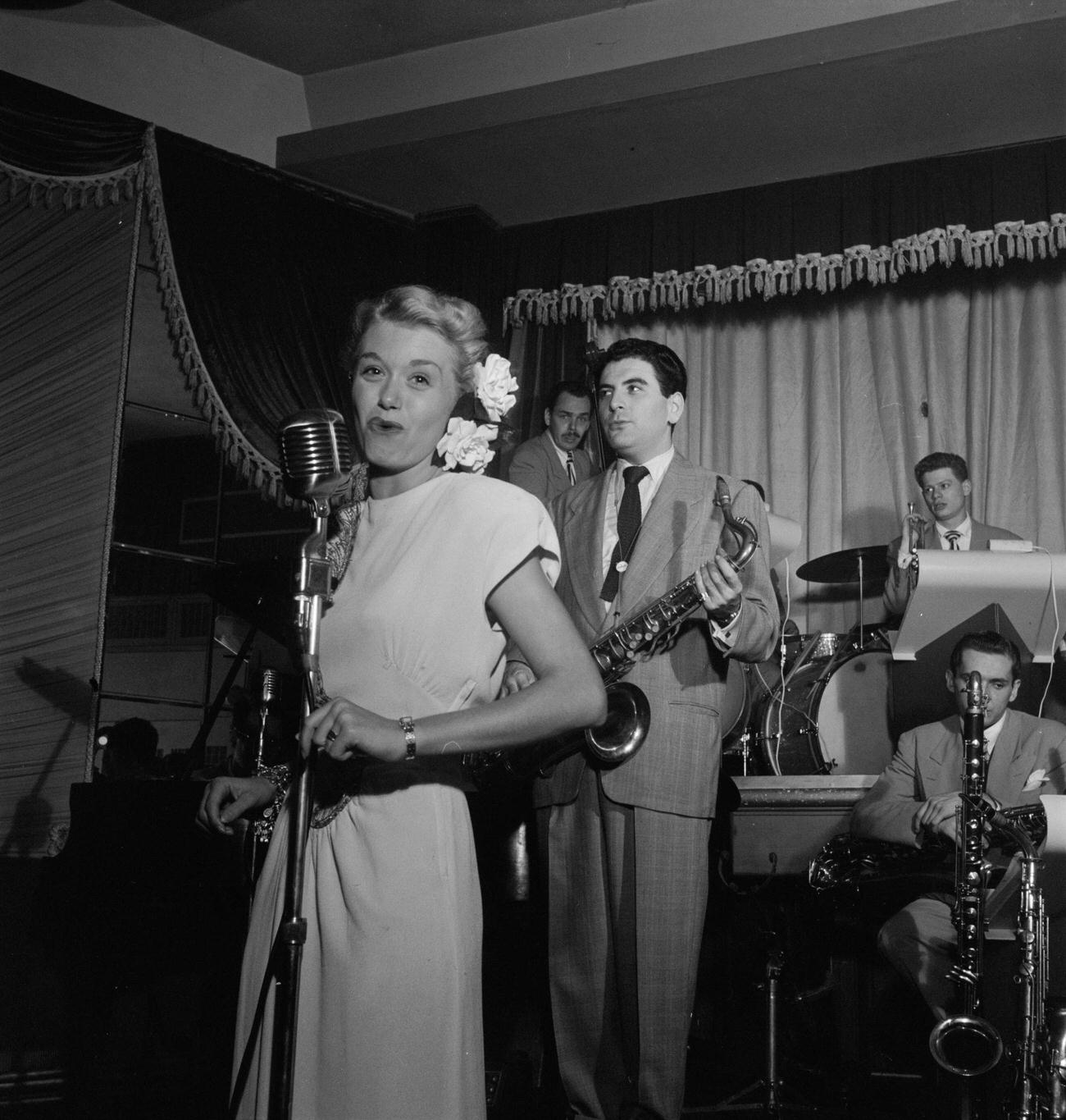 June Christy, Georgie Auld, And Red Rodney At Club Troubadour, New York, N.y., Circa September 1947.