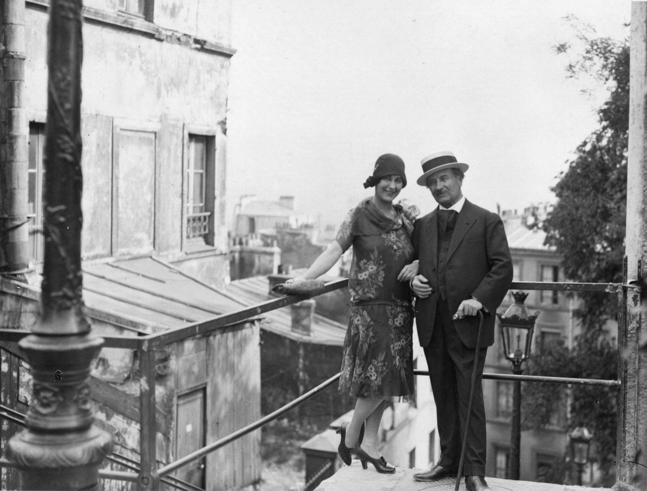 Gustave Charpentier With Grace Moore In Montmartre, Paris.