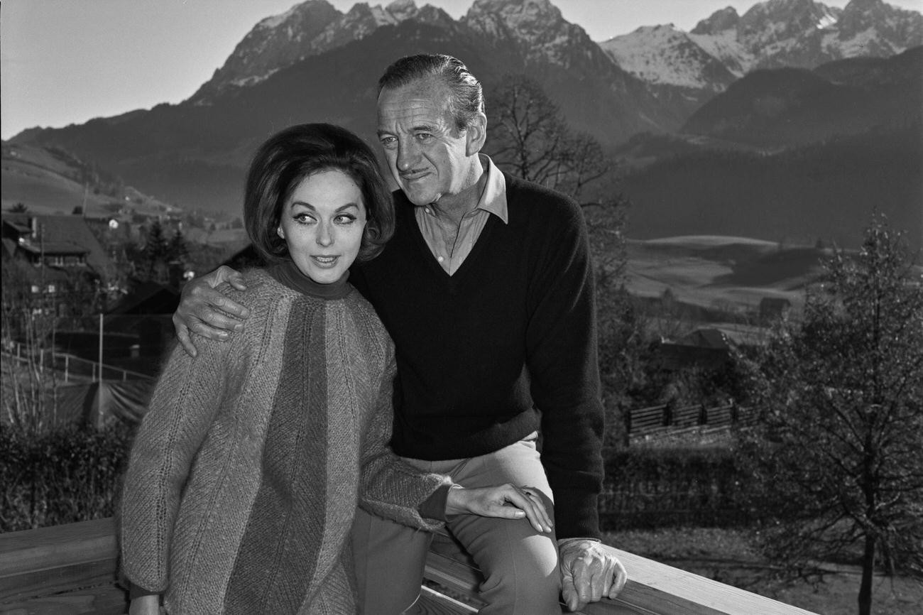 Hjordis Genberg And Her Husband David Niven At Their Home In Chateau-D'Œx, Switzerland, Circa 1965.