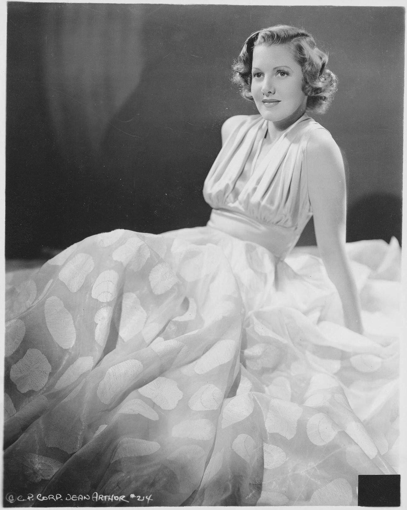 Jean Arthur In An Evening Gown.