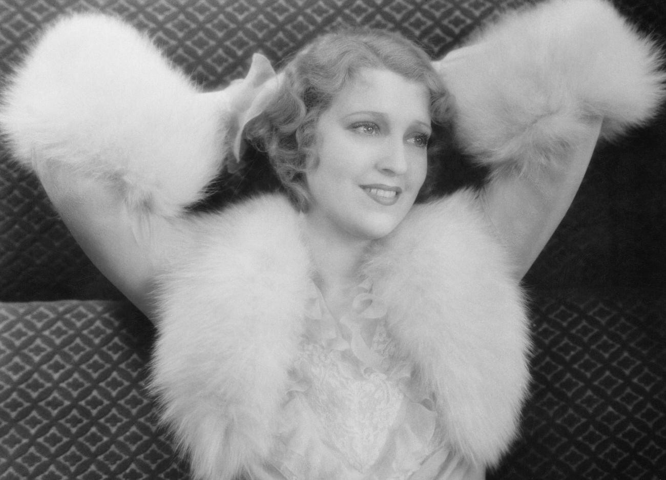 Jeanette Macdonald Wearing A Jacket Trimmed With White Fur, 1935.