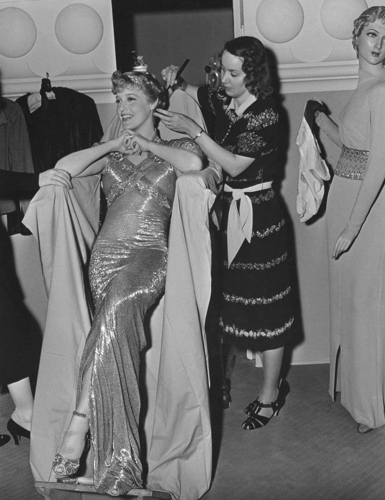 Jeanette Macdonald In Her 'Up-Right Chair' During A Break In Filming 'Sweethearts', 1938.