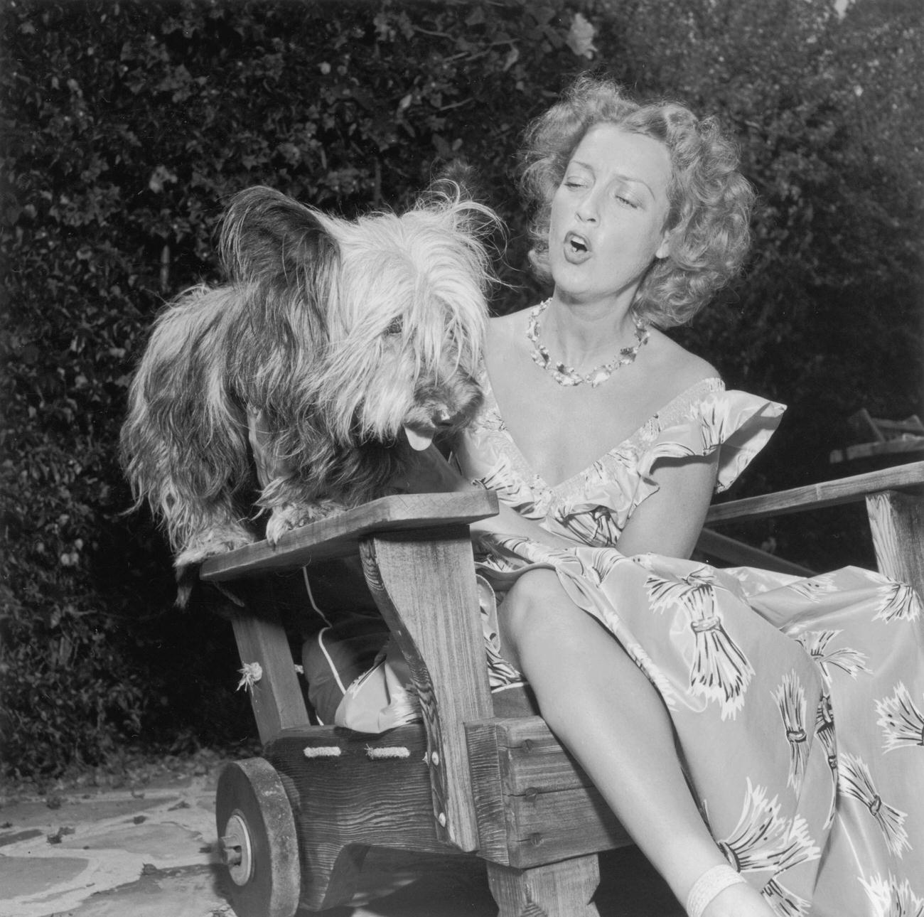 Jeanette Macdonald With Her Pet Terrier Misty, 1949.
