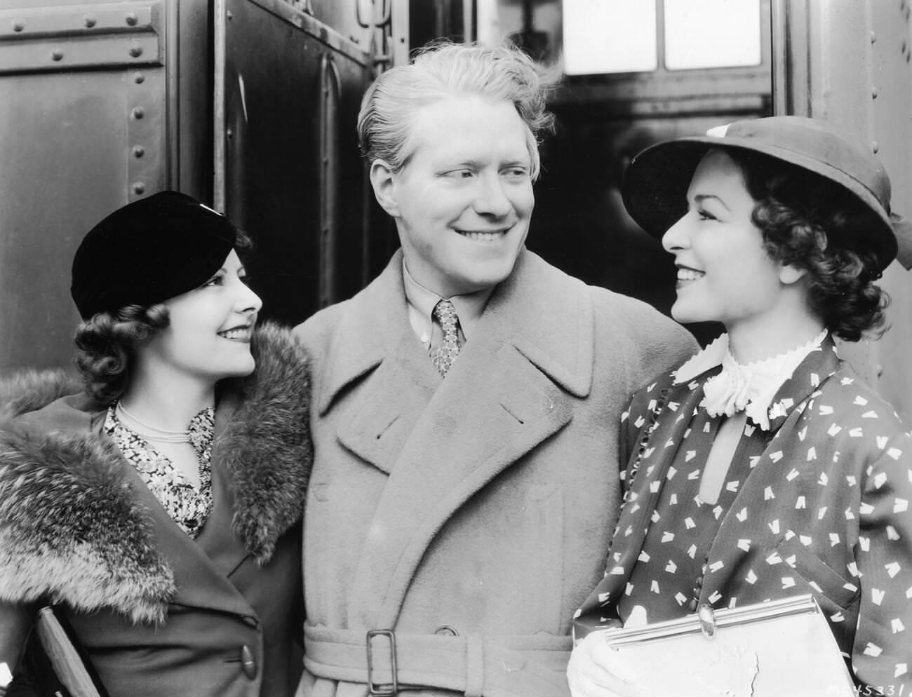 Nelson Eddy With Jeanette Macdonald In An Upcoming M-G-M Musical.