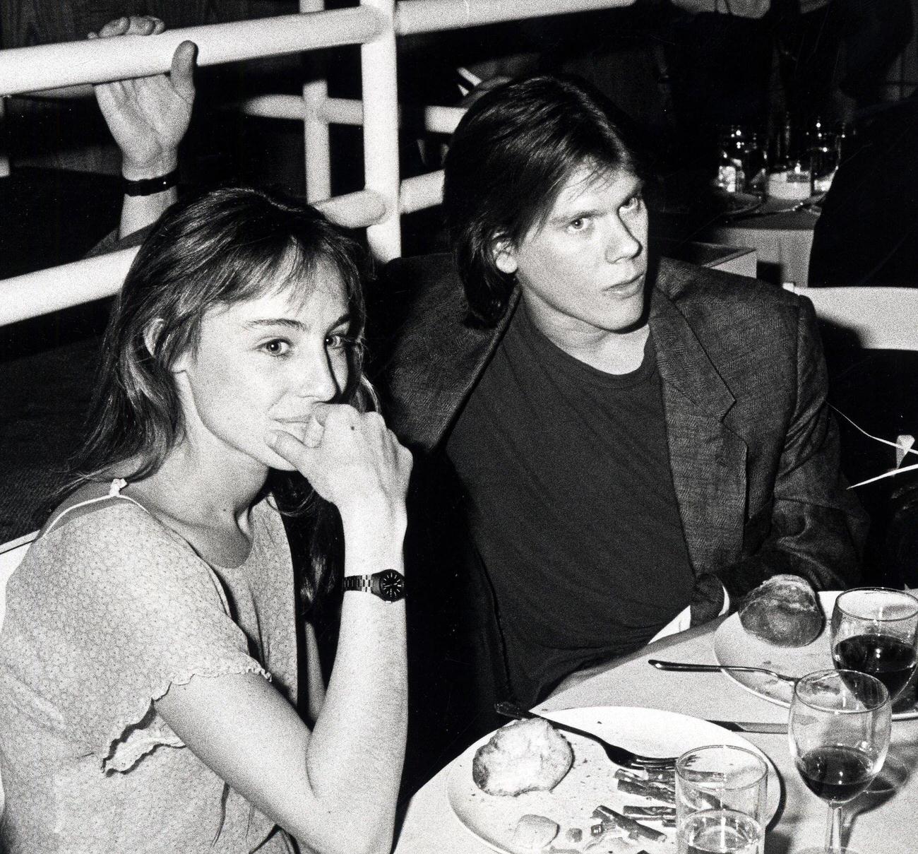 Tracy Pollan And Kevin Bacon At Jack Hoffsiss' Event Honoring Maxwell Caulfield, April 16, 1985, New York City.