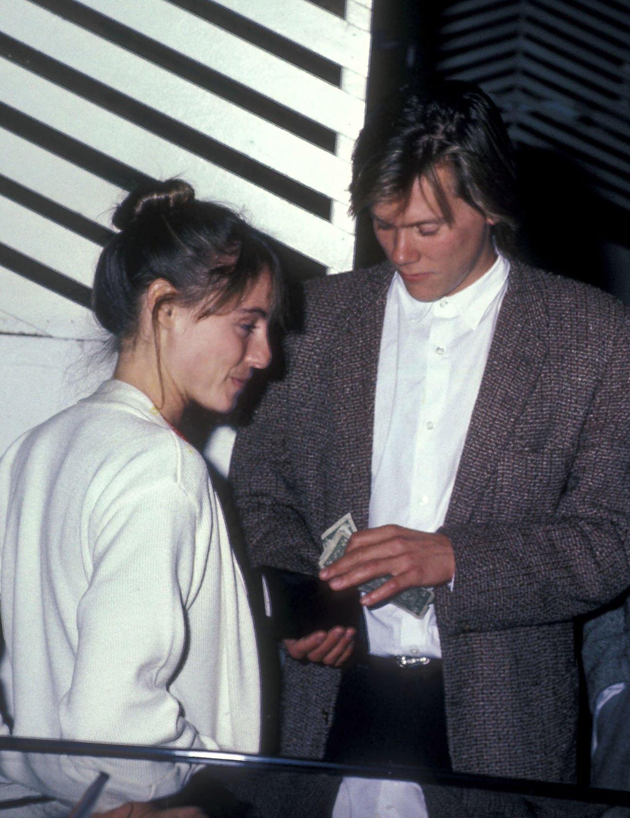 Tracy Pollan And Kevin Bacon Dining At Spago, West Hollywood, November 16, 1985.