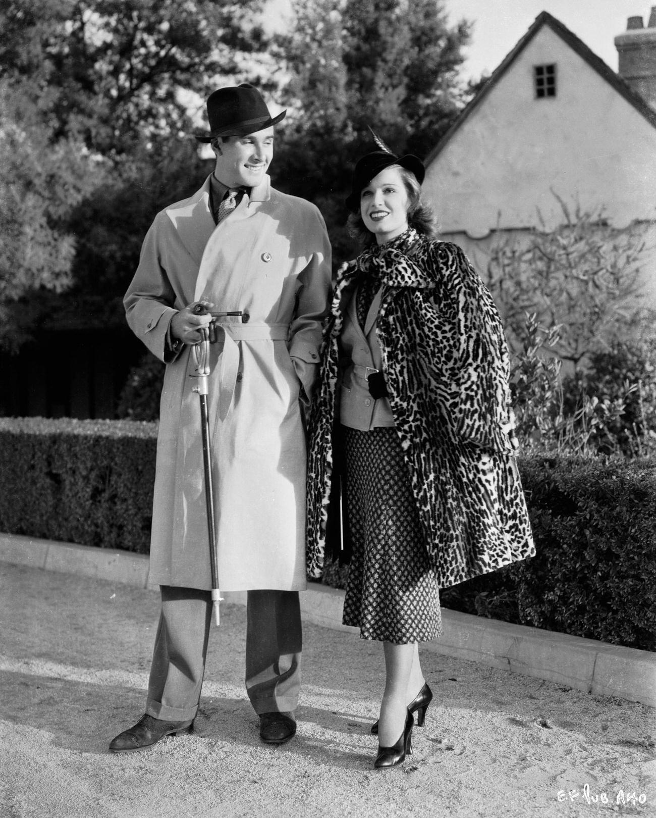 Errol Flynn And Lili Damita In Outdoor Gear, Circa 1935.
