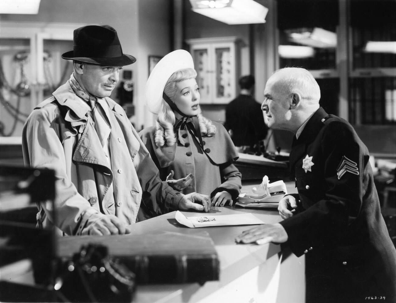 Clark Gable, Loretta Young, And James Gleason In 'Key To The City', 1950.