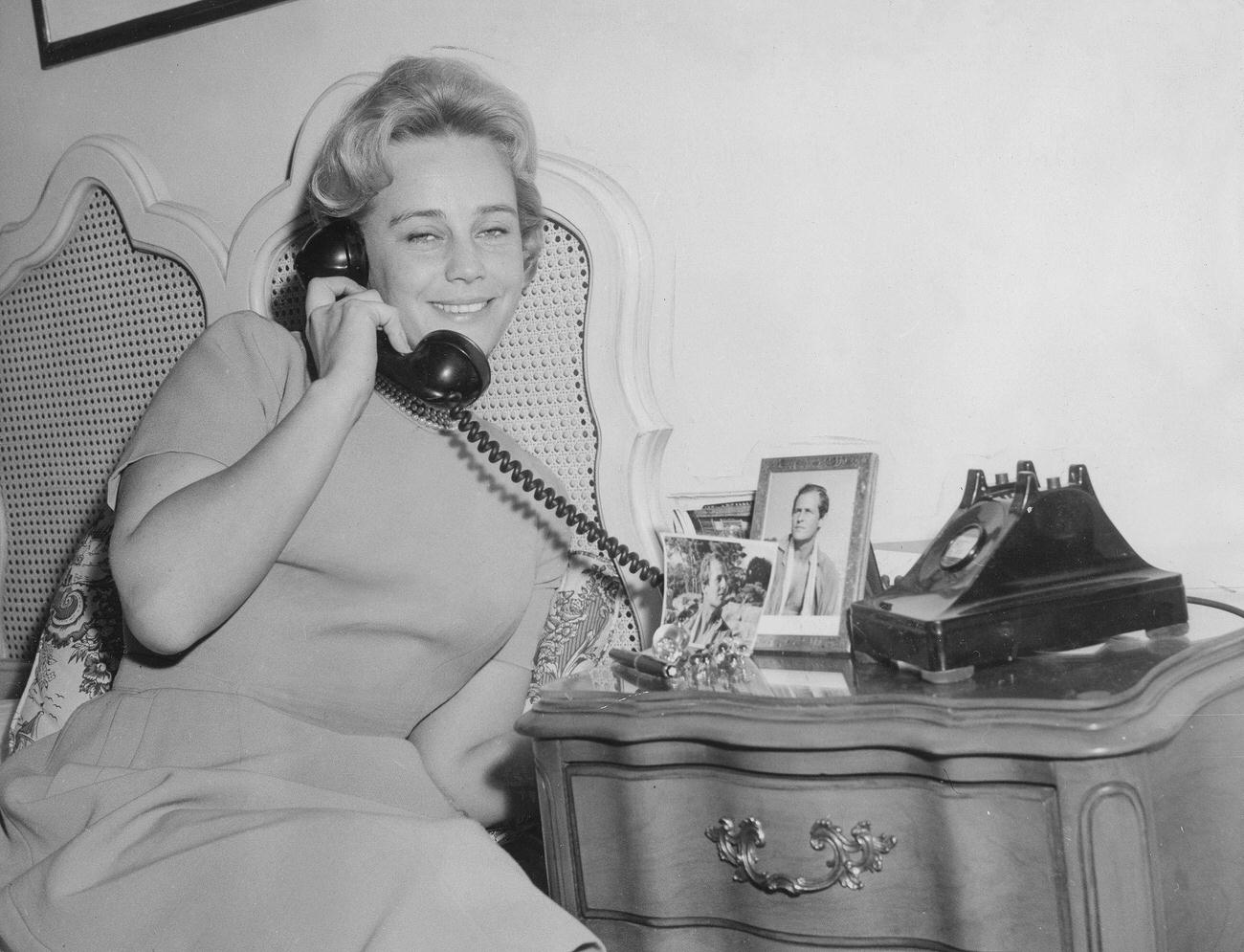 Maria Schell On The Phone, 1958.