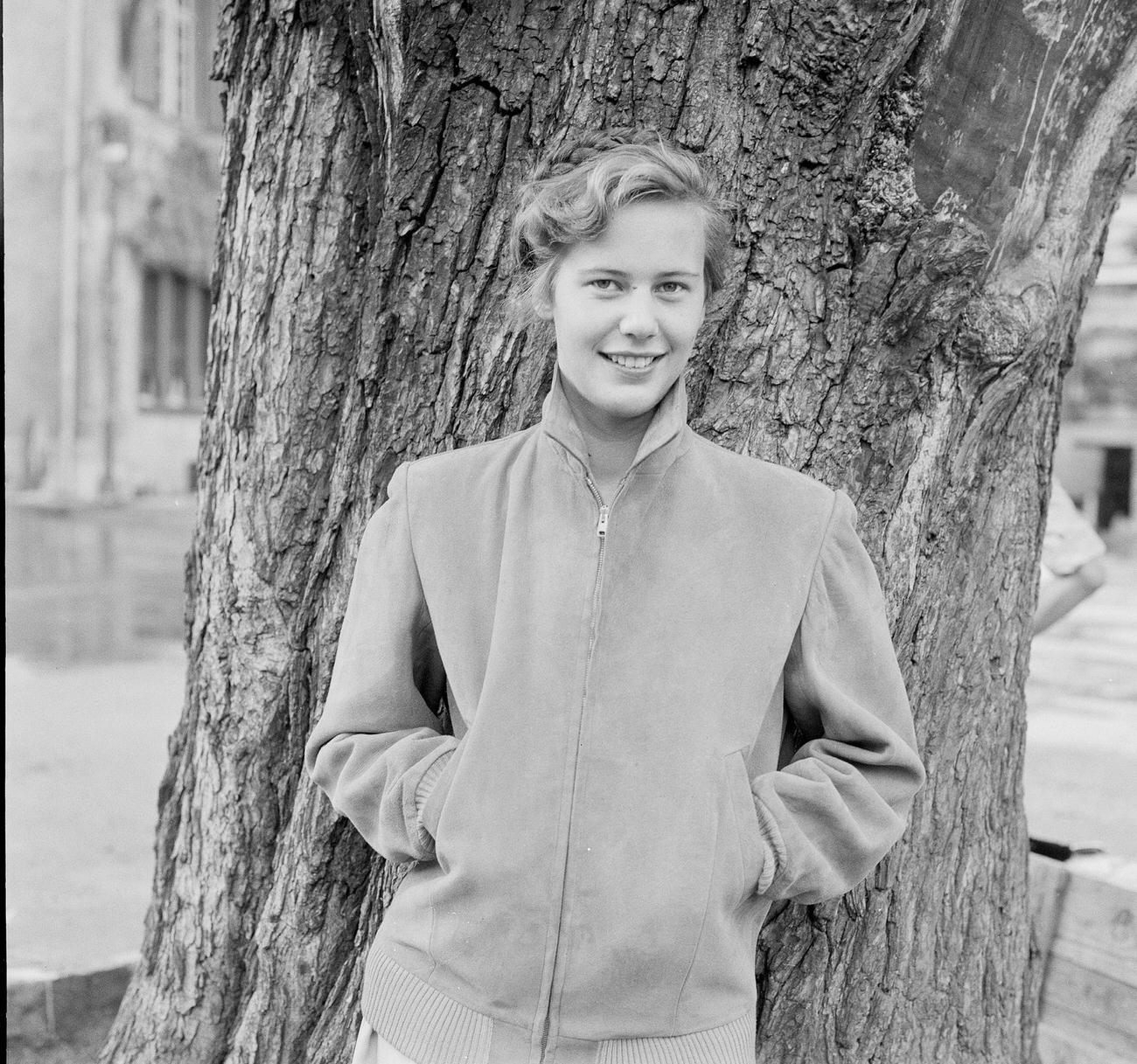 Maria Schell With French Actor Francois Perier, 1950.