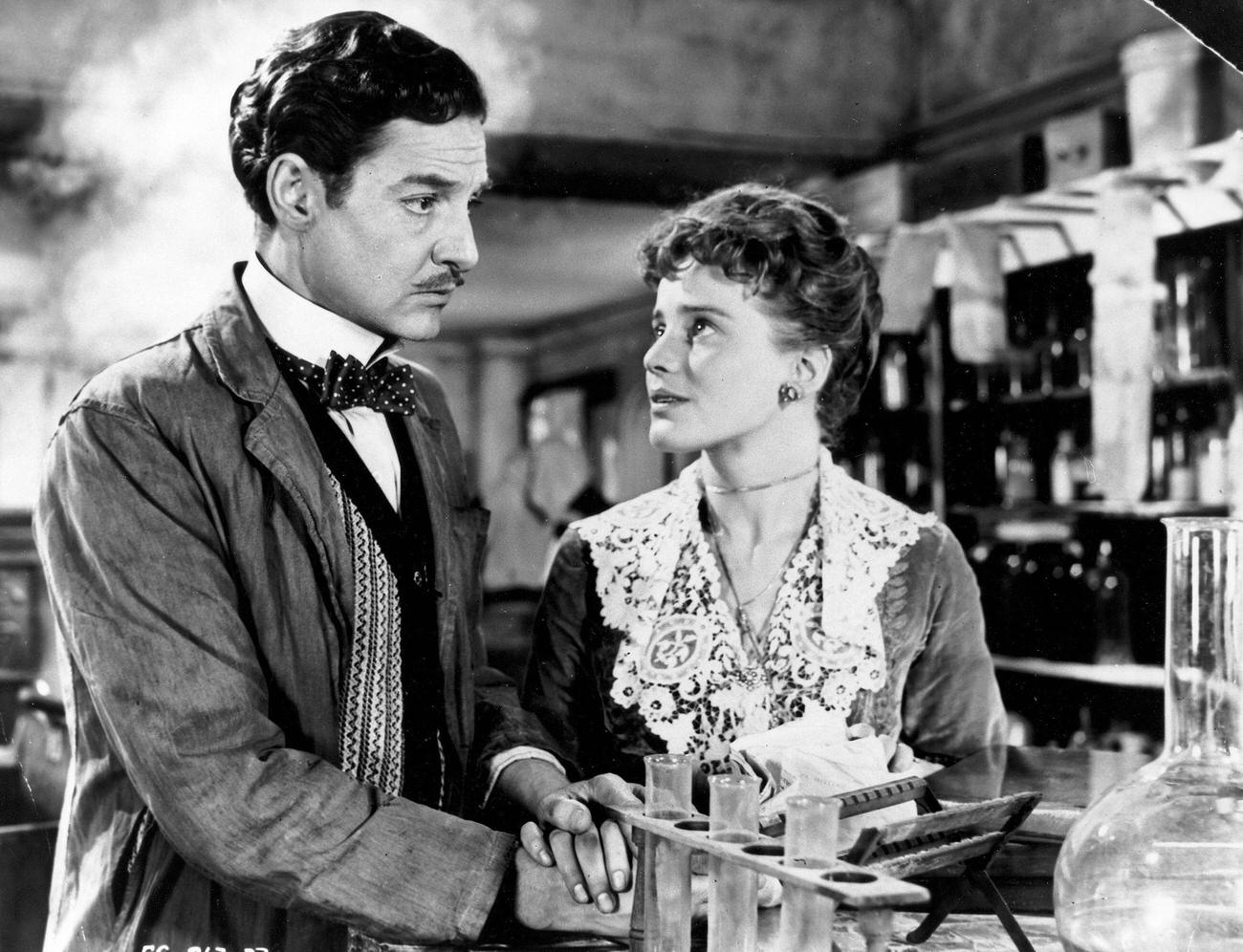 Maria Schell With Director Victor Vicas And Ivan Desny During Filming Of &Amp;Quot;Herr Über Leben Und Tod&Amp;Quot;, 1954.