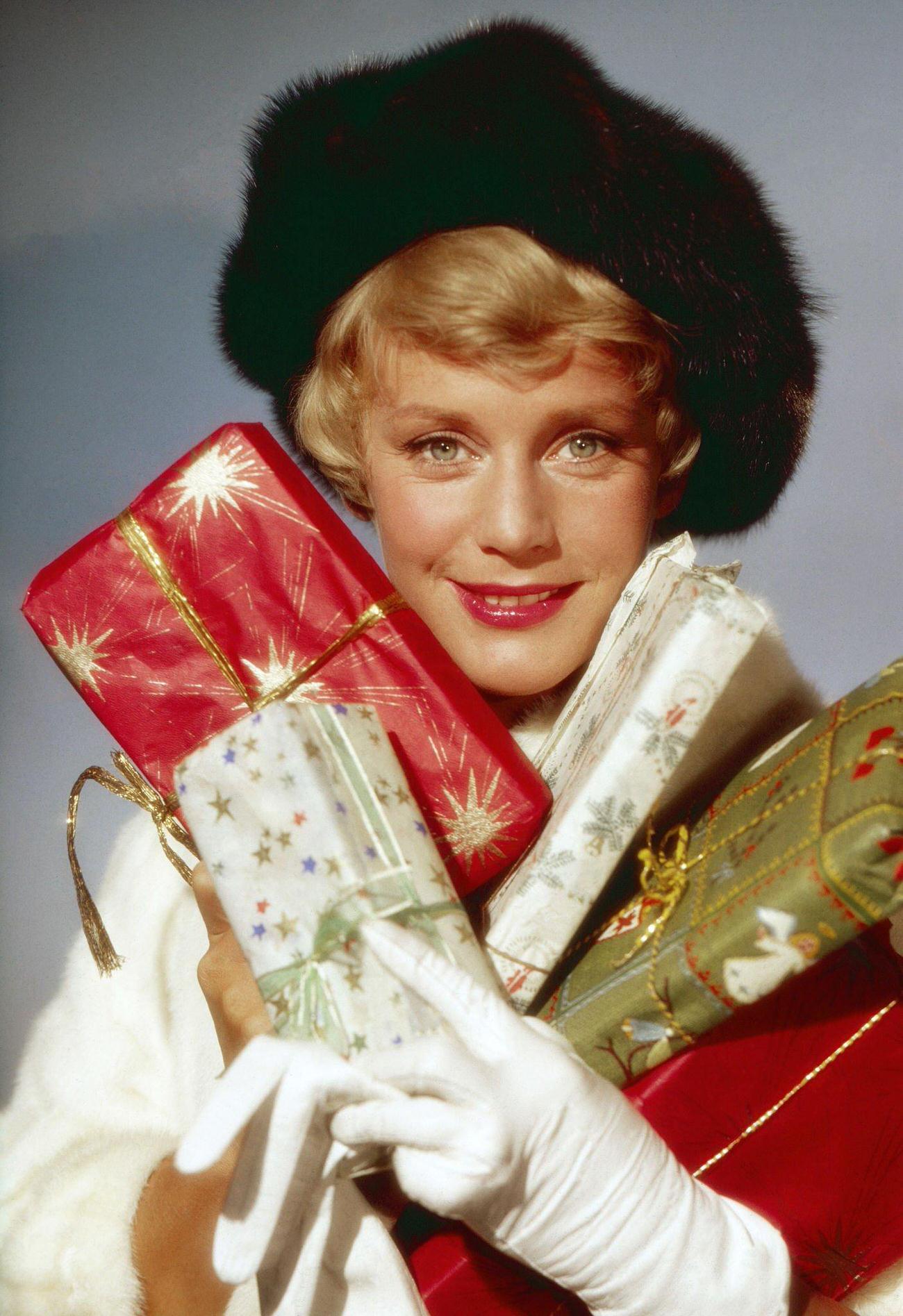 Maria Schell With Christmas Presents, Germany, Mid 1950S.