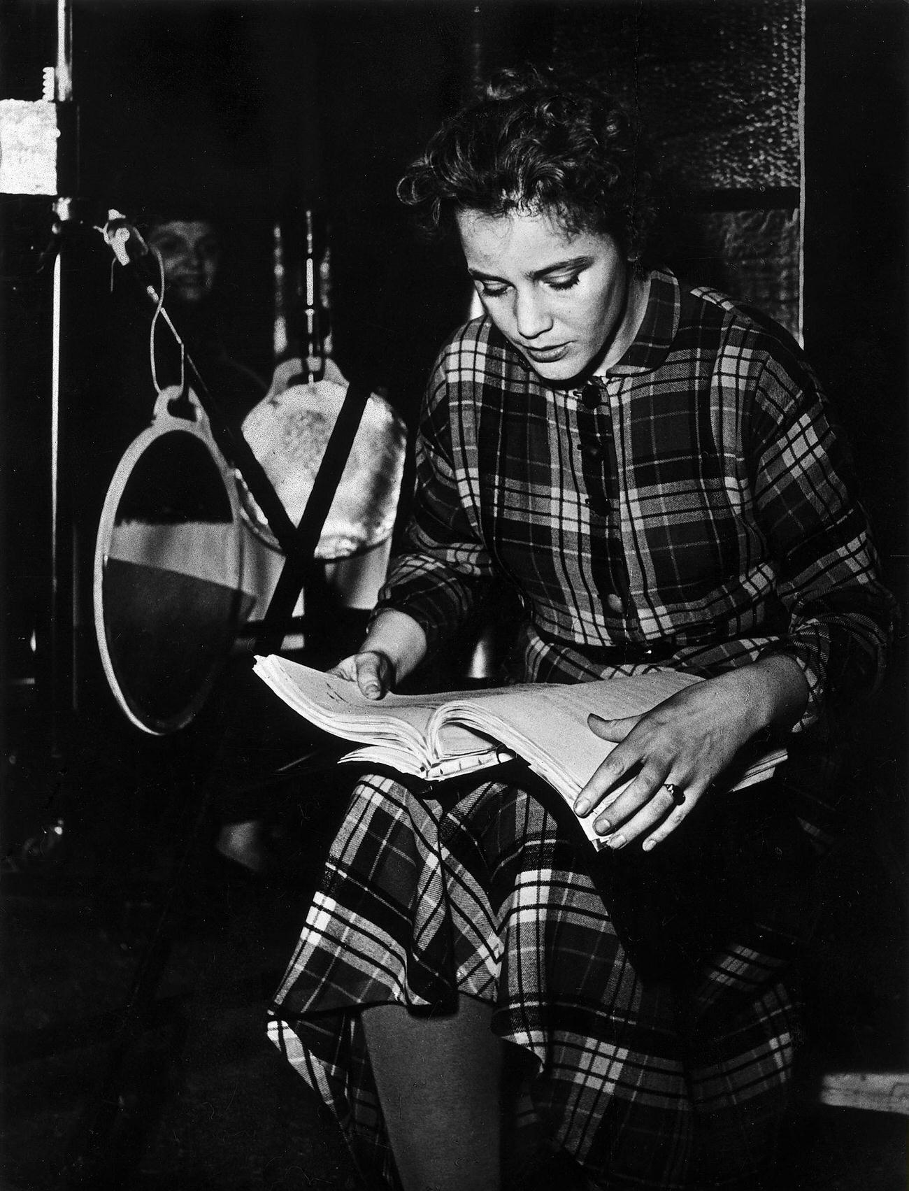Maria Schell Studying Her Role At Ccc Studios, Berlin-Spandau, 1955.
