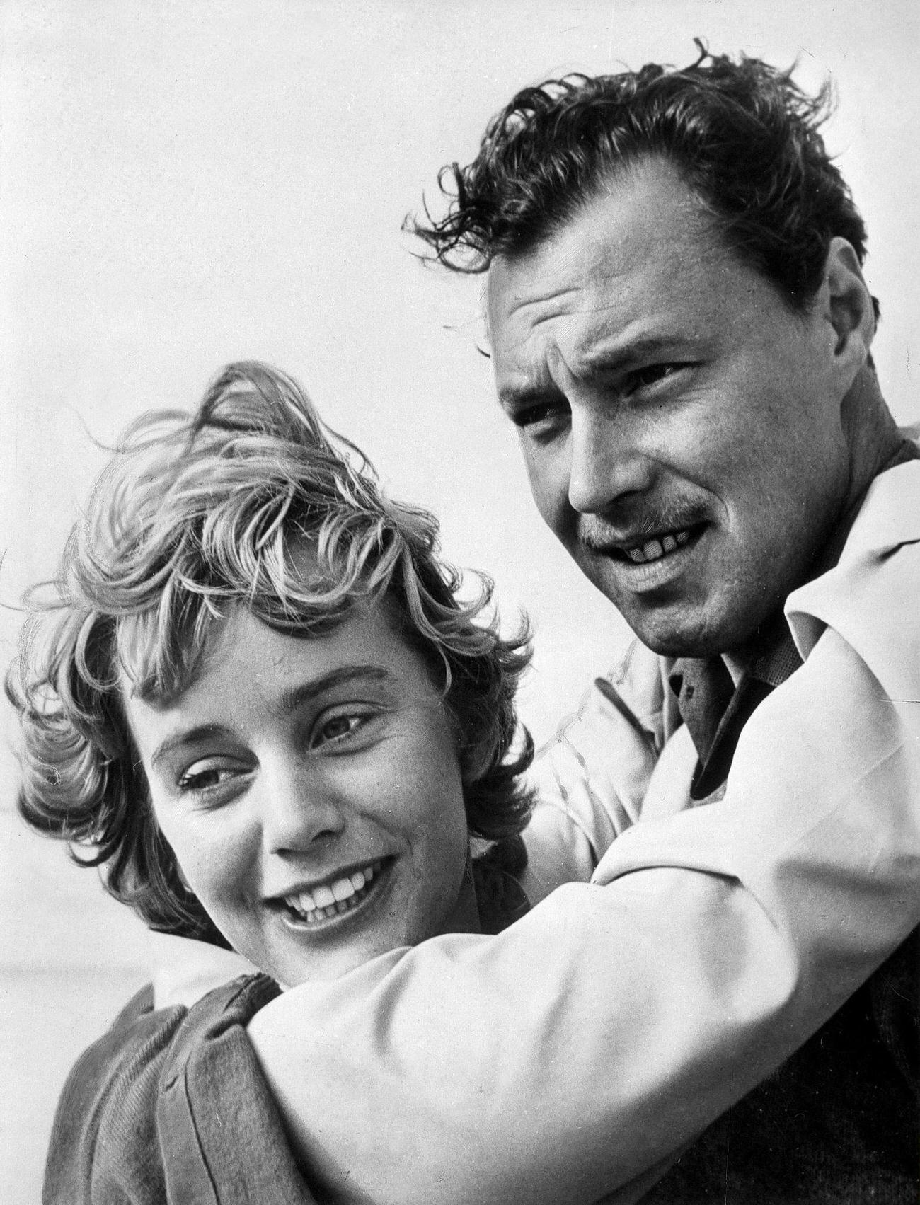 Maria Schell In A Scene From 'Herr Ueber Leben Und Tod' With Ivan Desny, Directed By Victor Vicas, Germany/France, 1955.