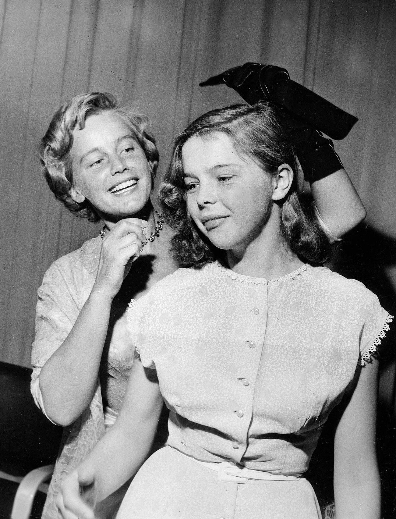 Maria Schell In A Scene From 'Die Ratten' With Barbara Rost, West Germany, 1955.