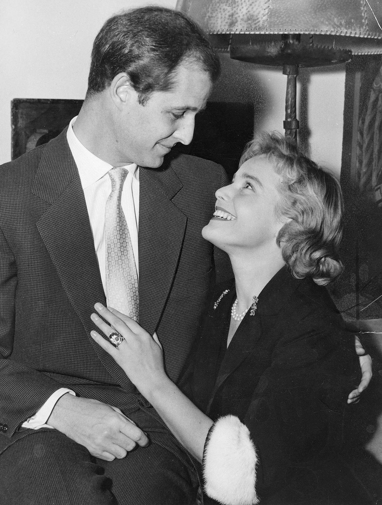 Maria Schell With Her Fiancé Horst Hächler, 1955.