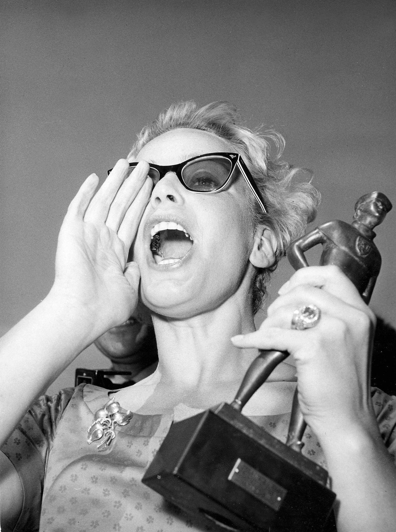 Maria Schell Receiving An Award At The Cannes Film Festival, May 1957.