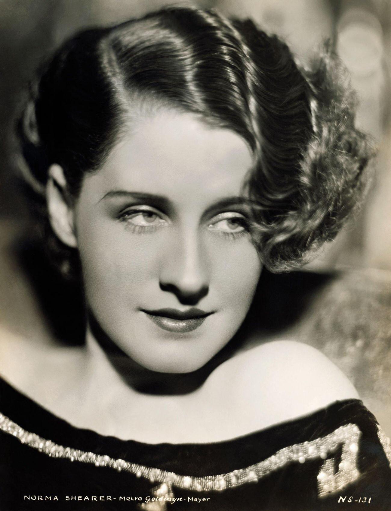Norma Shearer In A Black Dress.