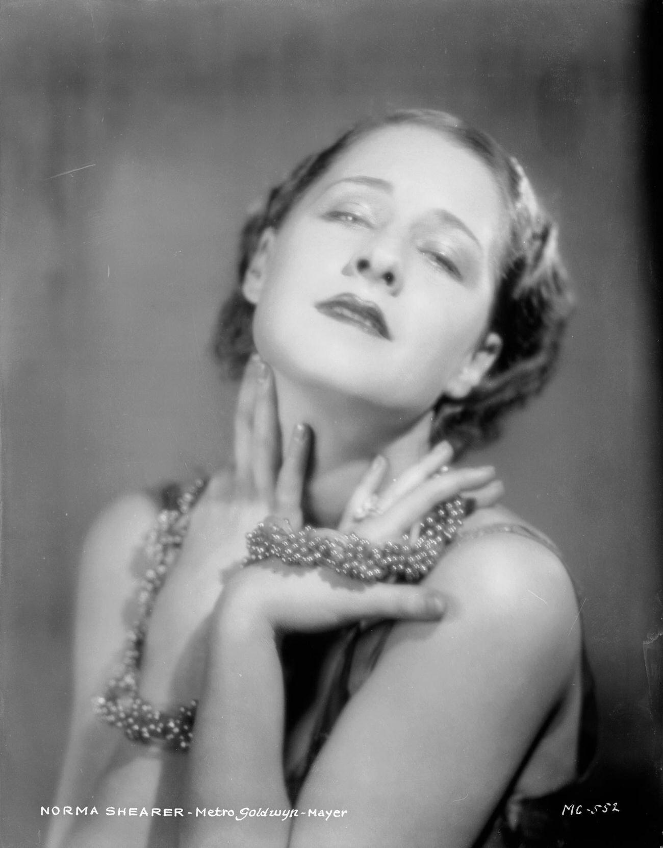 Norma Shearer Wearing A Beaded Necklace, 1928.