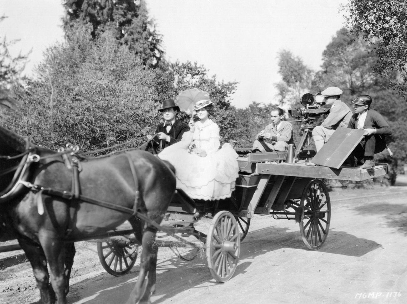 Norma Shearer And Owen Moore On Location For 'The Actress,' 1928.