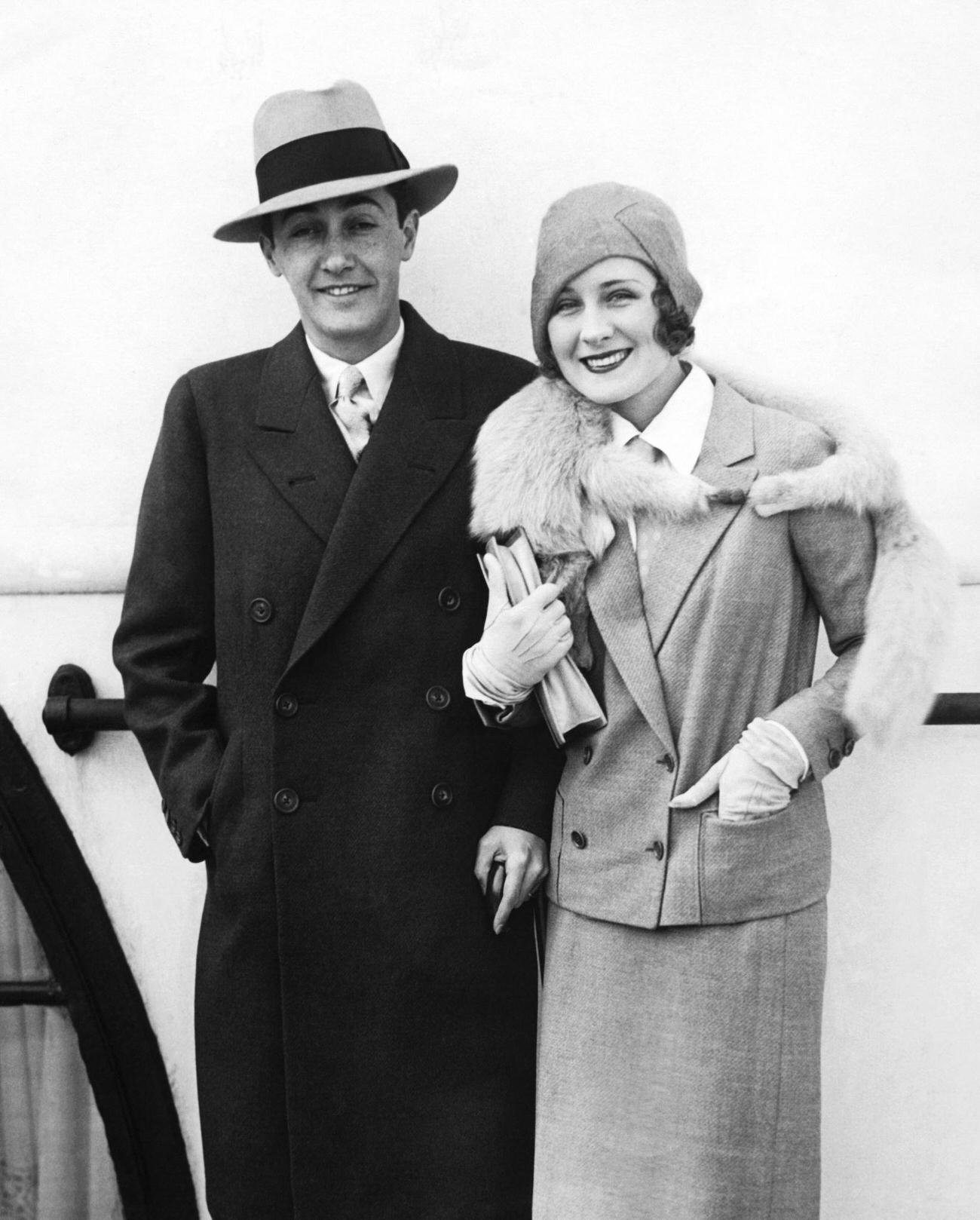 Norma Shearer And Irving Thalberg Arriving In New York From A Honeymoon Abroad, Circa 1928.