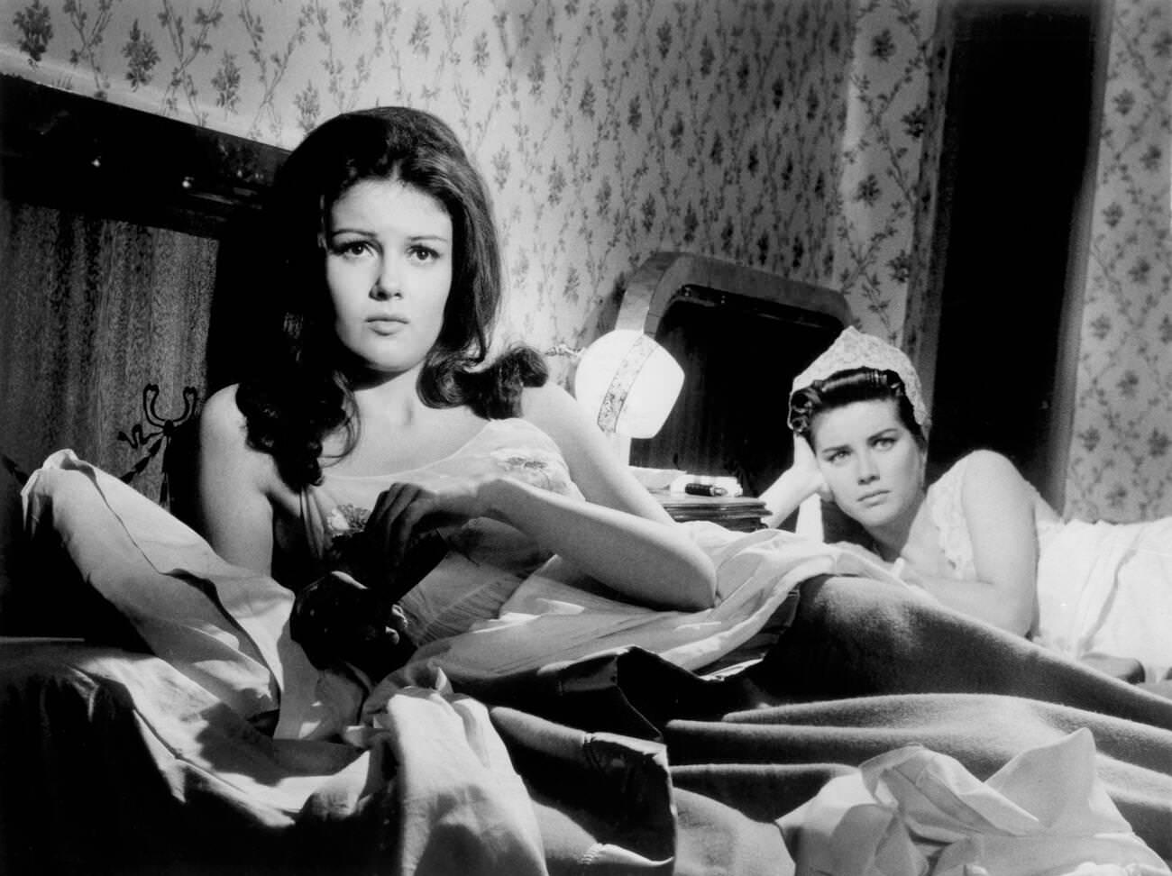 Pamela Tiffin And Dolores Hart On Set Of 'Come Fly With Me', 1963.