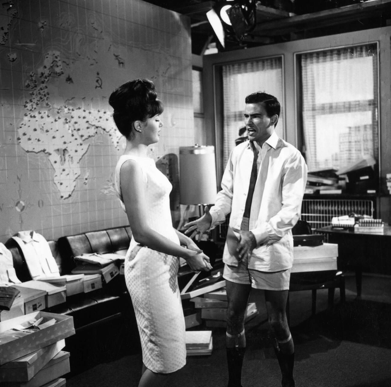 Pamela Tiffin And Horst Buchholz On Set Of 'One, Two, Three', 1961.